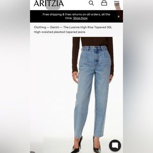 Aritzia Denim Forum - The Luanne High Rise Tapered Jeans - NWT